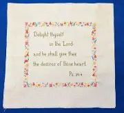Completed Counted Cross Stitch: Delight Thyself in the Lord Psalm 37:4