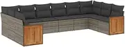 vidaxl Garden Modular Sofa Set - 10-Piece Grey Poly Rattan Outdoor Patio Furniture with Cushions for Backyard, Terrace, & Deck