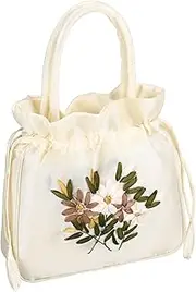 [Healeved] Floral Clutch Bag Drawstring Lady Clutch Purse Small Evening Drawstring Handbag With Handle For Tea Parties And Special Events