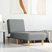Chaise Longue Light Grey Fabric Living Room Chaise