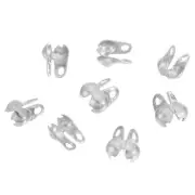 30 Pcs 3.2mm Cord Ends Open, Clamshell End Caps, Bead Tips Knot Covers, Silver