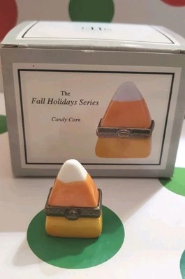 Candy Corn PHB Porcelain Hinged Box - Midwest of Cannon Falls - New In Box