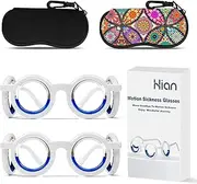 Hion Motion Sickness Glasses,Relieve Carsickness Airsickness Seasickness Glasses,Ultra-Light Portable Nausea Vertigo Glasses, No Lens Liquid Glasses for Adults or Kids(2Pairs)