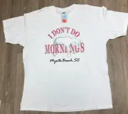 Vtg Cat I Don’t Do Mornings Myrtle Beach T-Shirt Short Sleeve XL 2001 Dead Stock