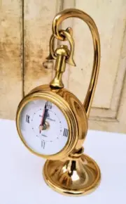 Vintage Hanging Table Clock Brass Analog Star Design for Study, Office Décor
