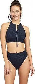 [Gottex] Women's Free Sport Geo Club High Neck Bikini Swim Top with Zip