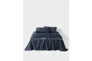 Linen House King Australian Cotton Bedding Sheet w/ Pillowcase Set Navy