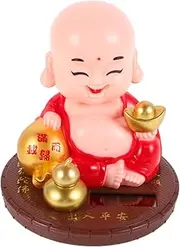 Toddmomy Solar Powered Buddha Figurine Nodding Car Dashboard Ornament Decorative Desktop Statue for Home Garden and Living Festive Atmosphere Enhancer