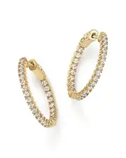 Diamond Inside Out Hoop Earrings in 14K Yellow Gold, 1.0 ct. t. w.