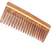 eSplanade Wooden Comb for Men & Women - Brown Sheesham Wood Handmade Anti-Static Head Hair, Beard, Moustache Comb with Free Carrying Pouch
