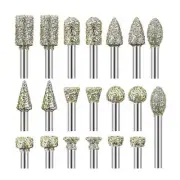 Durable 20pcs 3mm Rotary Diamond Burr Drill Bits Grinding Carving Tool