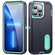 MCC Shockproof iPhone 13 Pro Case Cover Heavy Duty with Stand Apple 13Pro [Navy+Light Blue]