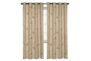 Window Treatment Curtains and Draperies Blockout Eyetlet 1 Pair Floral Curtains, Birds on Taupe