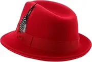 [FRCOLOR] Classic Men Fedora Hat Lightweight Durable Felt Design Red Soft Jazz Hat for Parties Weddings Everyday Fashion