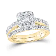 14k Yellow Gold Diamond Princess Bridal Wedding Ring Set 1 Cttw (Certified)