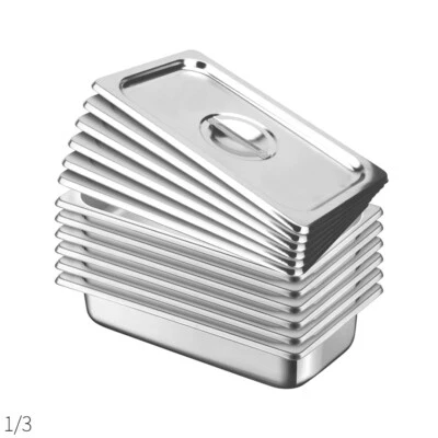 SOGA 6X Full Size 1/3 GN Pan 6.5cm Deep Stainless Steel Gastronorm Tray with Lid