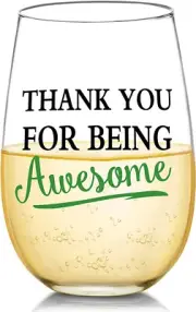 new in box Thank you for Being Awesome Stemless Wine Glass