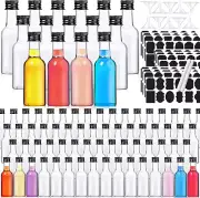 120 Pack 2 Oz Mini Liquor Bottles, Plastic Spirit Bottles with Lables, Airtight