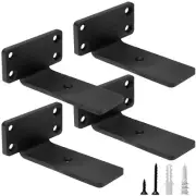 4 Pack 4" Heavy Duty Floating Shelf Brackets 1/5" Thick Cast Iron L Brackets