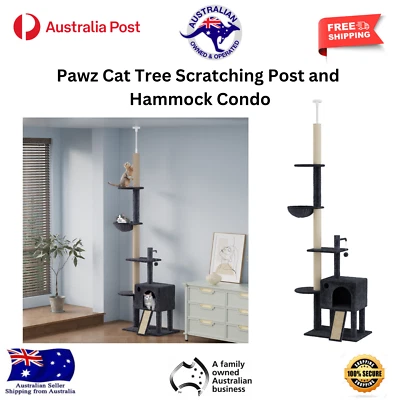 Pawz Cat Tree Scratching post Hammock Condo Kitten Active Cat Playground
