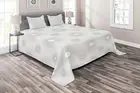 Grey Quilted Coverlet & Pillow Shams Set, Sketchy Geometric Design Print