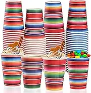 100 Pack Fiesta Paper Cups Mexican Serape Disposable Beverage Cups Cinco De Mayo Party Decorations for Mexican Fiesta Birthday Party Supplies