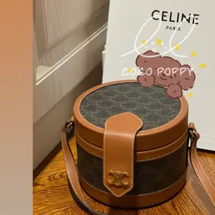 二手精品 CELINE 賽琳 TRIOMPHE 凱旋門 飯盒子 圓盒包 LUGGAGE MICRO 牛皮 手提包
