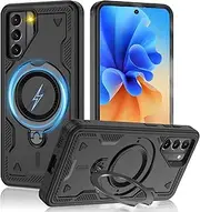 RUNGOS 360°Rotatable Ring for Samsung S22 Case Magsafe, with Stand [Strong Magnetic] [Mil-grade 4-Corner Airbag Reinforcement] Armor-grade Shockproof Case for Samsung Galaxy S22 Case Sturdy Cover 2022