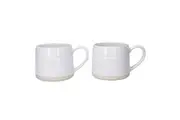 2pc Mikasa Farmhouse Heart Stoneware Drinking Coffee Mugs Cups, 380ml, White