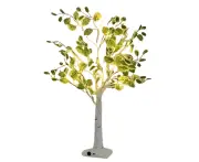 LED Green Leaf Tree Lamp Bedside Night Light Christmas Bedside Decor-White