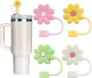 Velaco 4Pcs 0.4in/10mm Diameter Silicone Straw Covers Cap for Stanley 20, 30 & 40 Oz Cup, Toppers for 40 Oz Tumbler With Handle, Dust-Proof Caps for Water Bottle