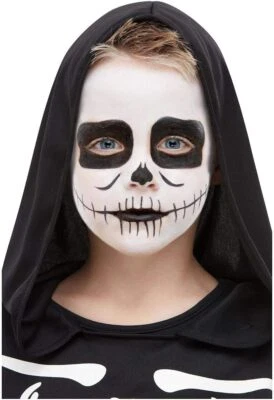 Smiffys 50908 Make-Up FX, Kids Skeleton Kit, Aqua, Unisex Children, Black White
