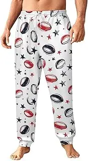 [Generic] Men's Sweatpants, Rugby Balls and Starry Accents-92, Polyester Joggers, Sweatpants Jogging Pants for Workout Running