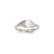 14k White Gold Genuine Opal Diamond Ring