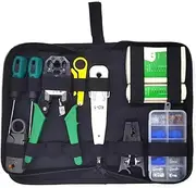 RJ45 Network Tool Kit RJ45 Connectors Network Cable CAT5 CAT5e CAT6 Tester, 8P8C RJ45 Connectors, Ethernet Crimper Wire Stripper Plier Scre River with RJ11/RJ12/RJ45 Connectors