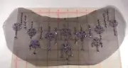 Hand Beaded Applique Black Organza Pewter Thread Sequins Seed Beads Elegant