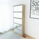 5-Tier Mirror Shoe Cabinet Shoes Storage Shelf Drawers Hallway Cupboard Oak