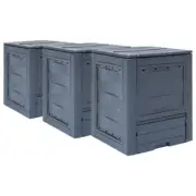 Garden Composting Bin Set Of 3 Outdoor Waste Compost Weather Resistant Composter