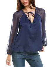 1.STATE Balloon Sleeve Chiffon Blouse