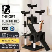 BEASTIE Cat Tree Scratcher Tower Scratching Post Condo House Furniture Wood 180CM