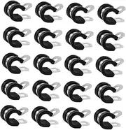 20Pcs Rubber Cushioned Stainless Steel Maintenance Clamps for Pipe Wire and Cable Management Flexible Insulated Design for Easy Installation and Strong Grip