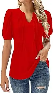 [Generic] Long Sleeve Plain Shirt Short Sleeve T Shirt Pleated Floral Printed Tunic Blouse Shirts Womens Loose Fit Workout Shirts