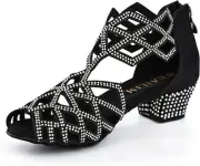 Women's Ballroom Rhinestone Dance Shoes, Latin Salsa Bachata Practice...