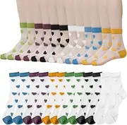 [Binblin] Ruffle Socks, 6 Pairs Trainer Socks, Women's Breathable Trainer Socks, Ruffle Socks, Ruffle Socks with Ruffles, Ankle Socks, Ruffle Socks for Women, Girls, Leisure, Blue, black, green, white,