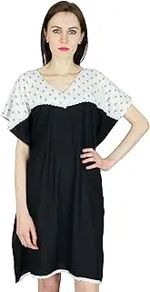 [Bimba] Women Rayon Short Kaftan with Smocked Waist Caftan Coverup Top