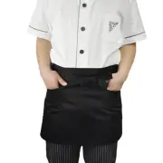 Plain Black Short Cooking Catering Work Restaurant Cafe Bar Apron Waitress.jv