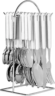 [Avanti] 24 Piece Stainless Steel Hanging Cutlery Set with Wire Frame, White