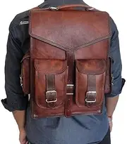 Handmade World Brown Vintage Leather Backpack Laptop Messenger Bag Rucksack Sling For Men Women