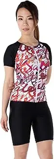 エヌピー(NP) WV-025404 Fitness Swimsuit with Sleeves, Separate, Cursive Logo, ORG No. 17 Orange
