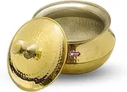 Kitchen Expert Brass Handi/Sipri with Hammered Shinny Finish for Cooking & Serving, 1.5 L